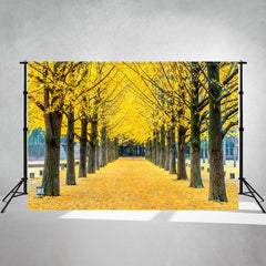 Yellow Leaf Trees And Deciduous Land Photo Backdrop - Layoris