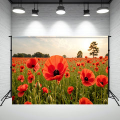 Red Flower Sea Portrait Photography Backdrop - Layoris