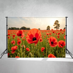 Red Flower Sea Portrait Photography Backdrop - Layoris