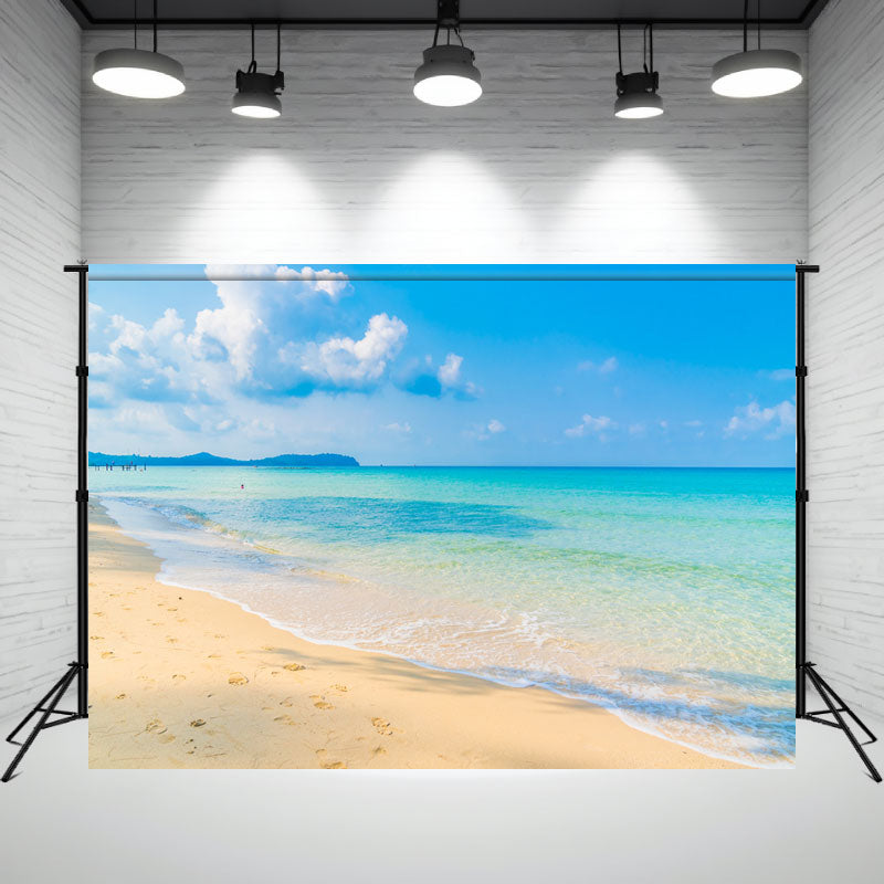 Blue Sea Beach Landscape Photography Backdrop - Layoris