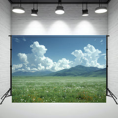 Wildflowers Meadow Mountain Scenery Photo Backdrop - Layoris