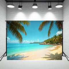Coconut Leaves And Blue Sea Summer Photo Backdrop - Layoris