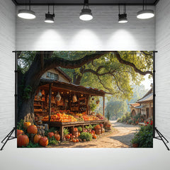 Pumpkin Shop Under The Big Tree Photo Backdrop - Layoris