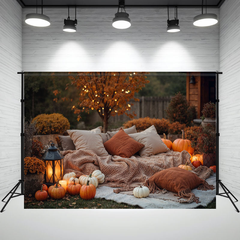 Sofa Pillow Pumpkin Thanksgiving Photo Backdrop - Layoris