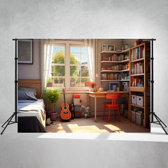 Bedroom Window Bookshelf Photography Backdrop - Layoris