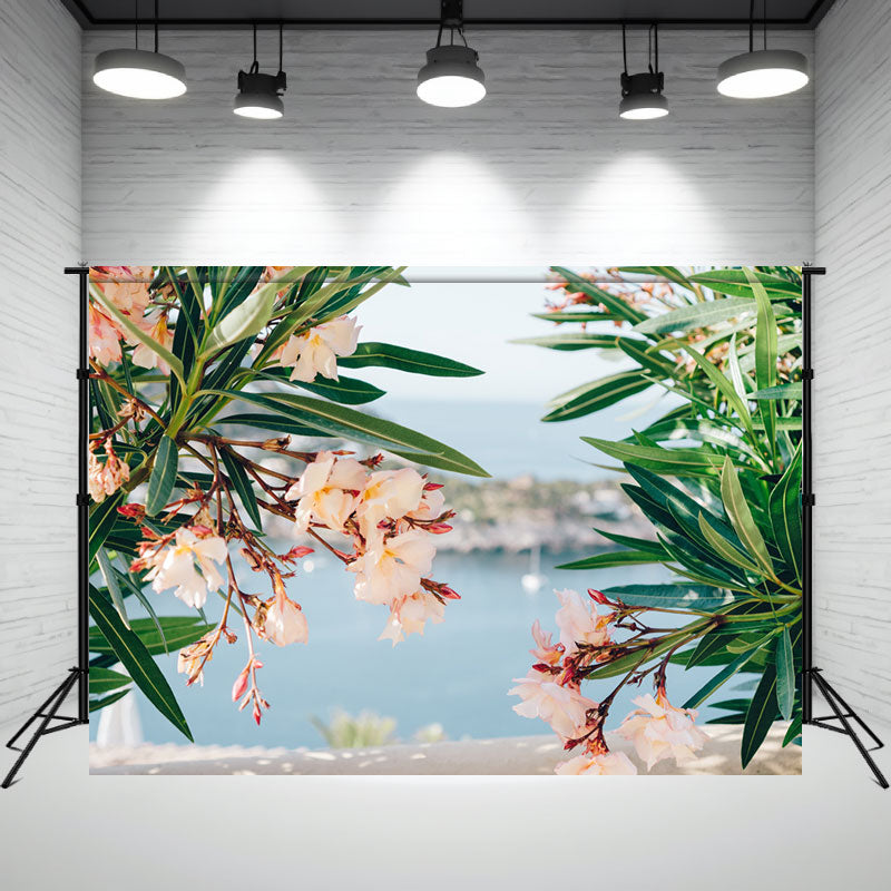 Flesh Pink Flowers And Leaves Portrait Photo Backdrop - Layoris