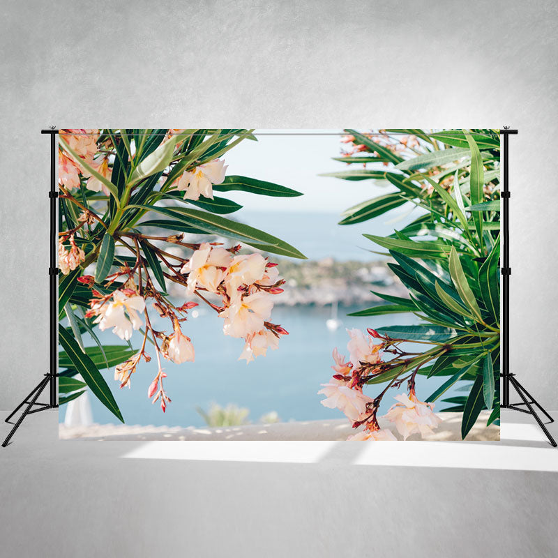 Flesh Pink Flowers And Leaves Portrait Photo Backdrop - Layoris