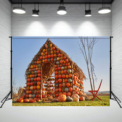 Pumpkin House Thanksgiving Photo Backdrop - Layoris
