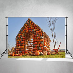 Pumpkin House Thanksgiving Photo Backdrop - Layoris