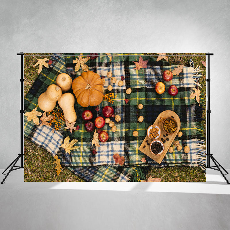 Nuts Pumpkin Outdoor Picnic Photo Backdrop - Layoris