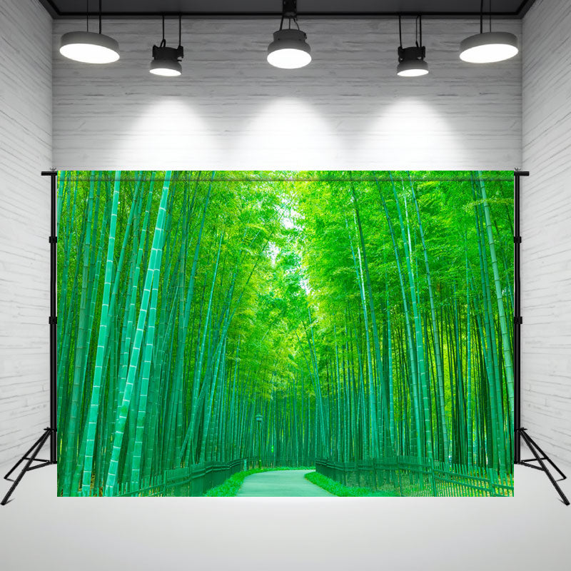 Green Towering Bamboo Forest Portrait Photo Backdrop - Layoris