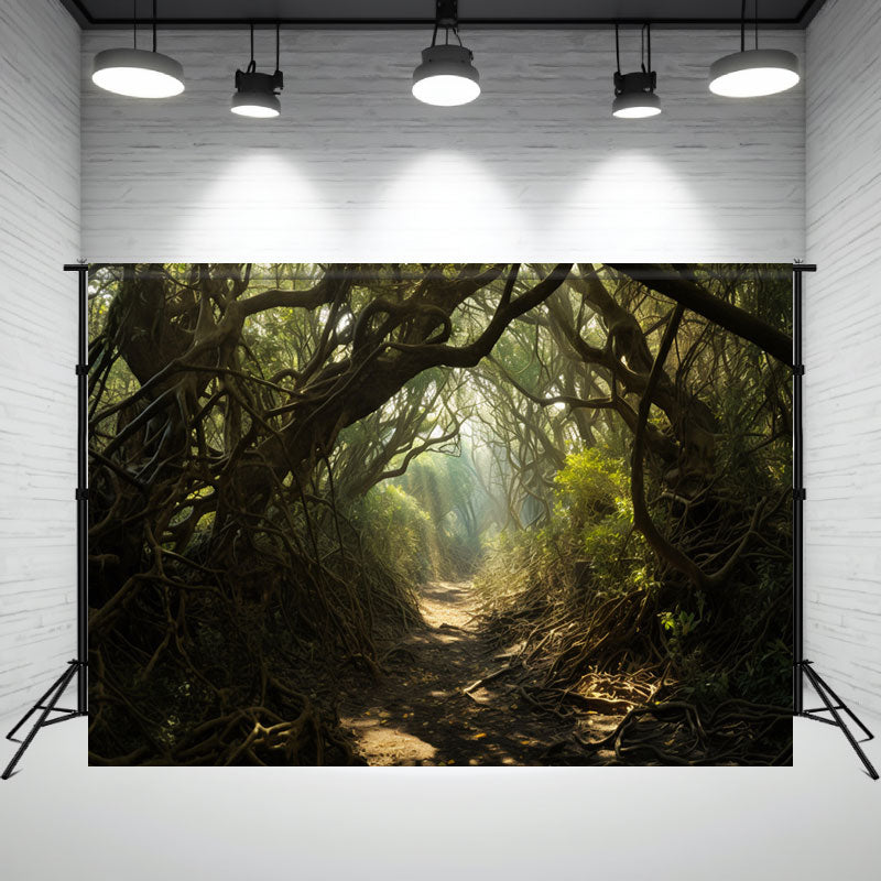 The Primeval Forest With Tangled Tree Roots Backdrop - Layoris
