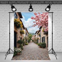 Small Town House Flowers Architecture Backdrop - Layoris