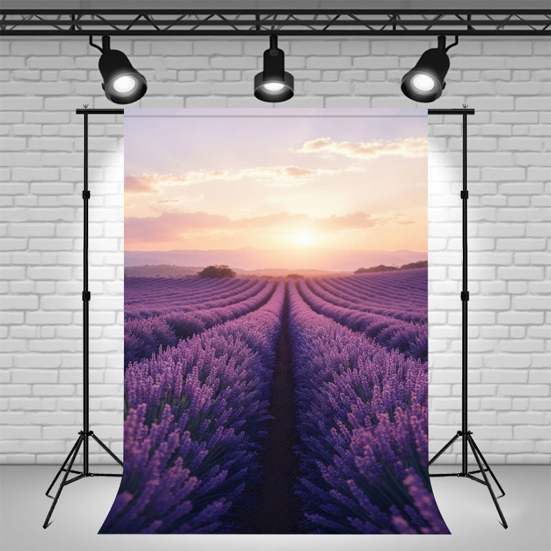 Purple Lavender Flower Sea Portrait Photo Backdrop - Layoris