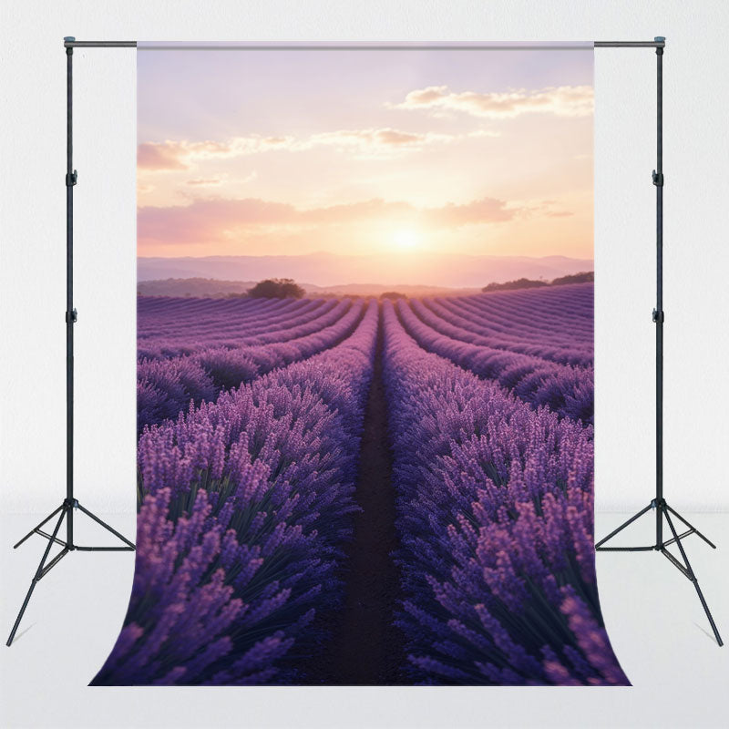 Purple Lavender Flower Sea Portrait Photo Backdrop - Layoris