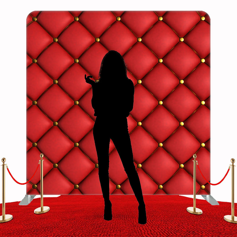 Red Plaid Sofa Texture Double Sided Backdrop - Layoris