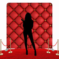 Red Plaid Sofa Texture Double Sided Backdrop - Layoris