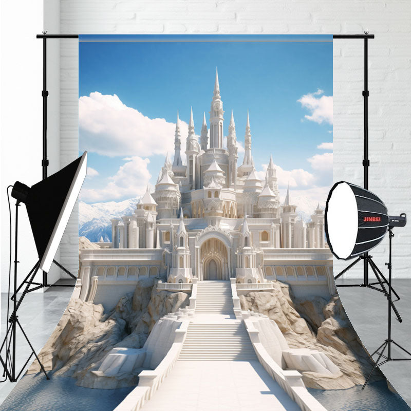 Brilliant White Castle Sweep Photography Backdrop - Layoris