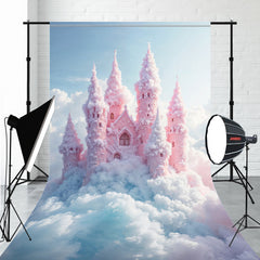 Pink Castle In The Clouds Sweep Photo Backdrop - Layoris