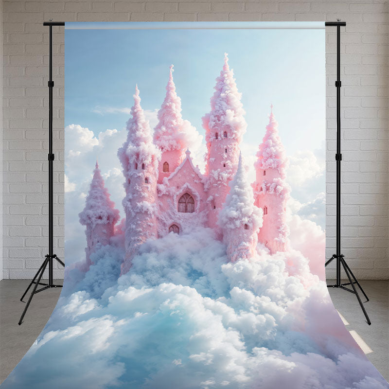Pink Castle In The Clouds Sweep Photo Backdrop - Layoris