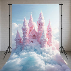 Pink Castle In The Clouds Sweep Photo Backdrop - Layoris