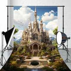 Castle Surrounded By Trees Flowers Sweep Backdrop - Layoris