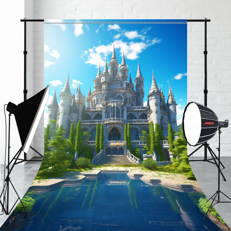 Castle And Its Reflection In The Pond Sweep Backdrop - Layoris