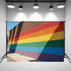 Street Rainbow Brick Wall Photography Backdrop - Layoris