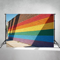 Street Rainbow Brick Wall Photography Backdrop - Layoris
