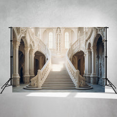 White Staircase Interior Architecture Photo Backdrop - Layoris