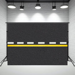 Dark Grey Highway Virtual Real Lines Photo Backdrop - Layoris