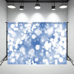 Aperture Snowflakes Blue Bokeh Photo Backdrop - Layoris