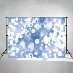 Aperture Snowflakes Blue Bokeh Photo Backdrop - Layoris