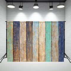 Green Blue Colored Wood Grain Photo Backdrop - Layoris