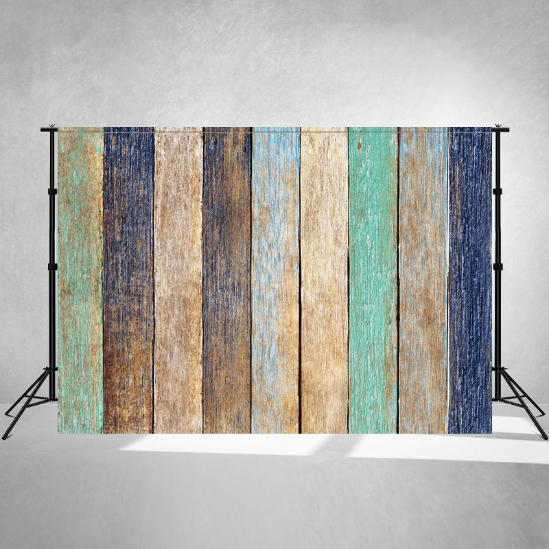 Green Blue Colored Wood Grain Photo Backdrop - Layoris
