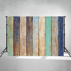 Green Blue Colored Wood Grain Photo Backdrop - Layoris