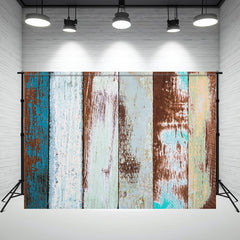 Blue Brown Wood Grain Photography Backdrop - Layoris