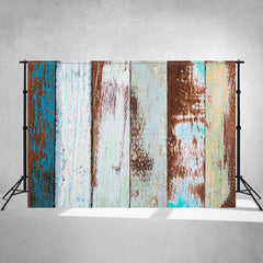 Blue Brown Wood Grain Photography Backdrop - Layoris