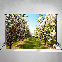Apple Grove Flower Meadow Photography Backdrop - Layoris