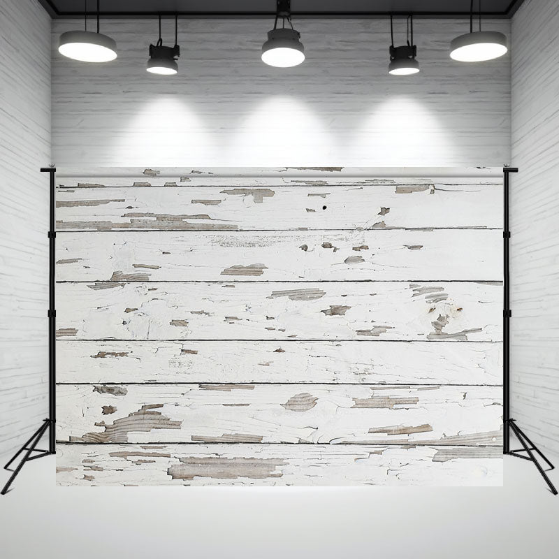 Old White Wooden Planks Photography Backdrop - Layoris