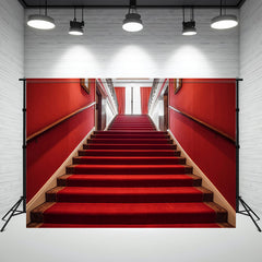 Red Carpet Stairs Indoor Photography Backdrop - Layoris