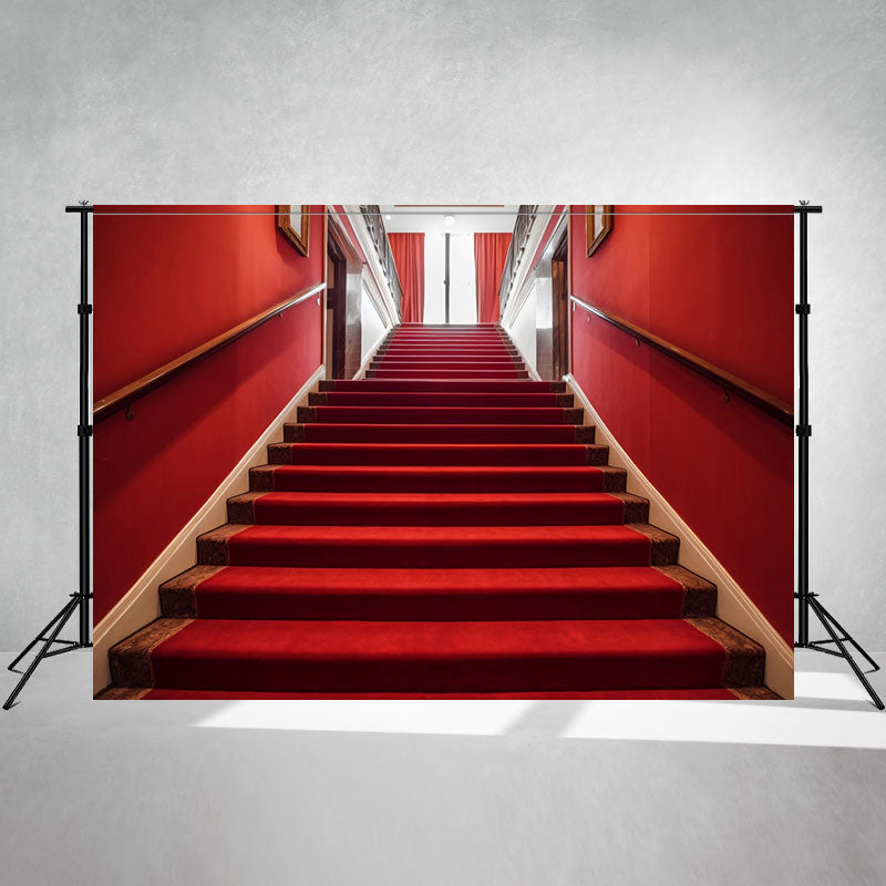 Red Carpet Stairs Indoor Photography Backdrop - Layoris