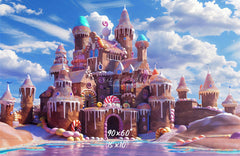 Candy Gingerbread Castle Photography Backdrop - Layoris