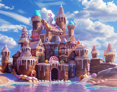 Candy Gingerbread Castle Photography Backdrop - Layoris