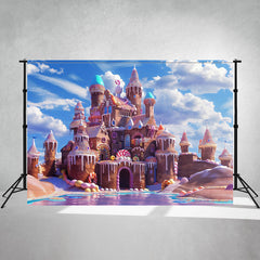 Candy Gingerbread Castle Photography Backdrop - Layoris