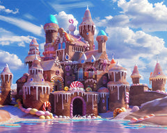 Candy Gingerbread Castle Photography Backdrop - Layoris