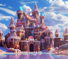 Candy Gingerbread Castle Photography Backdrop - Layoris