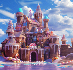 Candy Gingerbread Castle Photography Backdrop - Layoris