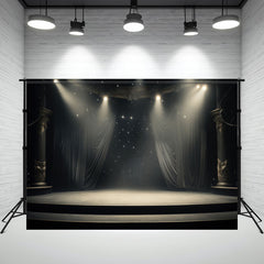 Black Curtain Starry Sky Light Stage Photo Backdrop - Layoris