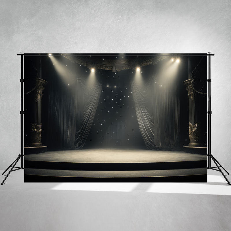 Black Curtain Starry Sky Light Stage Photo Backdrop - Layoris